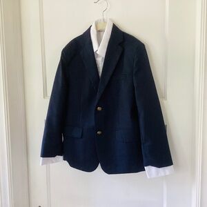 Johnnie Lene Dress Up Boys' Navy Blazer Jacket And White Button down Shirts Sz 7